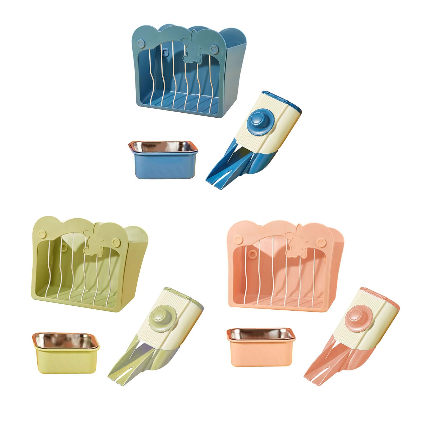 Générique 3 pièces d ' Alimentation en Foin pour Petit Lapin de Compagnie Suspendu Cage d ' Alimentation en Foin Bol de Nourriture d ' Alimentation Automatique pour Chinchillas pour Petits Animaux de