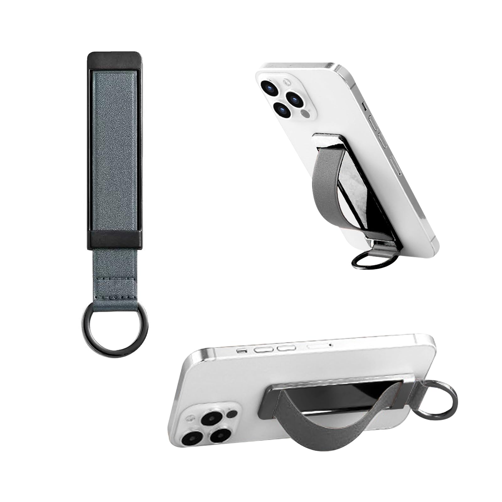 KASTWAVE Phone Grip, 3 Packs Phone Grips for Back of Phone, Phone Strap Grip Holder Finger Cell Phone Grip Telescopic Phone Finger Strap Stand Universal Finger Kickstand for Most Smartphones (Grey)