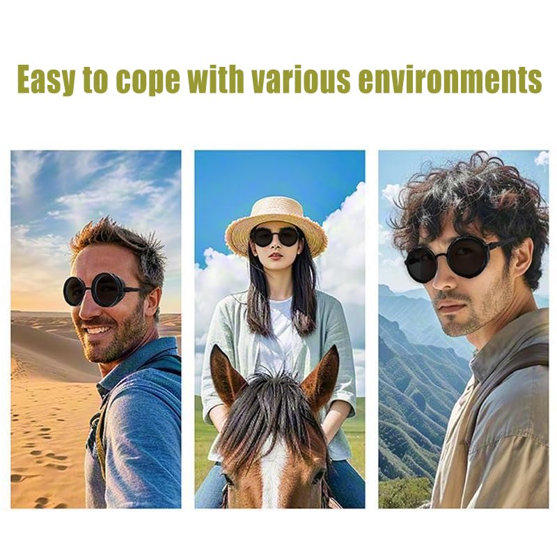 sixco Adjustable Tint Sunglasses Round Polarized with Built-in ND Filter, 1-9 Gears Manual Tint Control for Men3