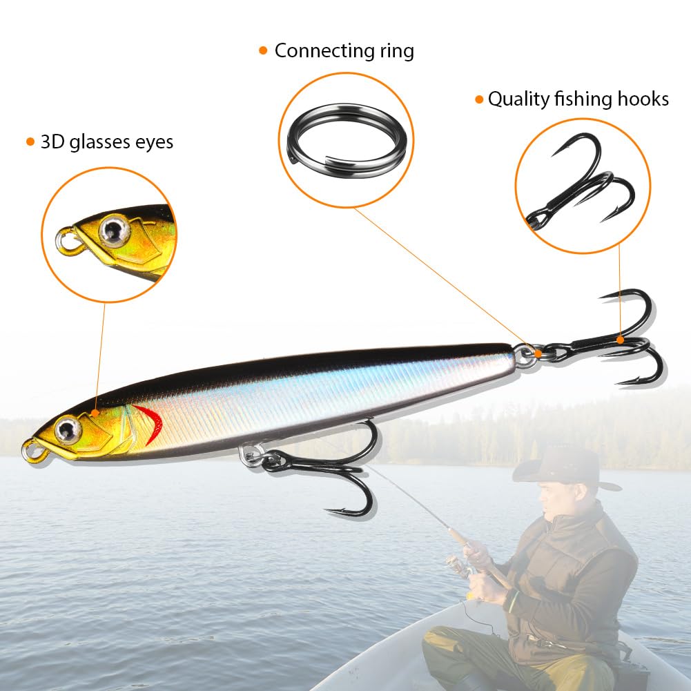 Vicloon Kits de Señuelos Pesca Artificiales Accesorios Cebos de Goma y Duros para Agua Dulce y Salada