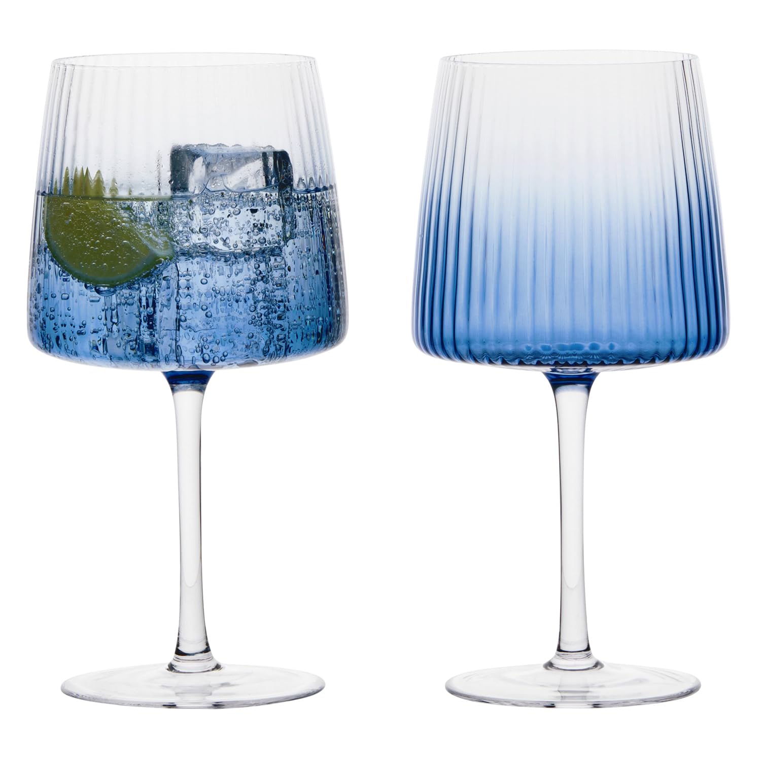 Empire Handmade Gin Glasses for Wine, Cocktails, or Water - 700 ml - Blue - Set of 2 Elegant Cocktail Glasses