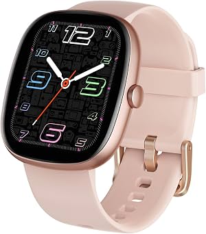 Smart Watches para Mujer Hombre, Hacer/Recibir Llamadas Notificaciones, 1.85" Smartwatch Compatible con iPhone/Android, Reloj de Fitness con Frecuencia Cardíaca/Sueño Podómetro para Caminar Correr (Rosa)