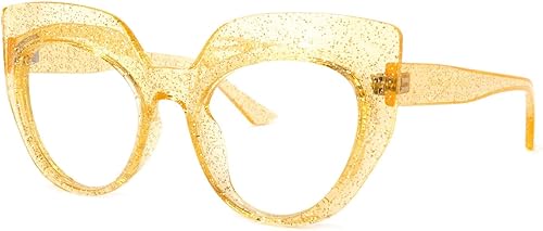 VOOGLAM Gafas gruesas con filtro de luz azul de ojo de gato de gran tamaño gafas falsas con marco vintage para mujer cortney