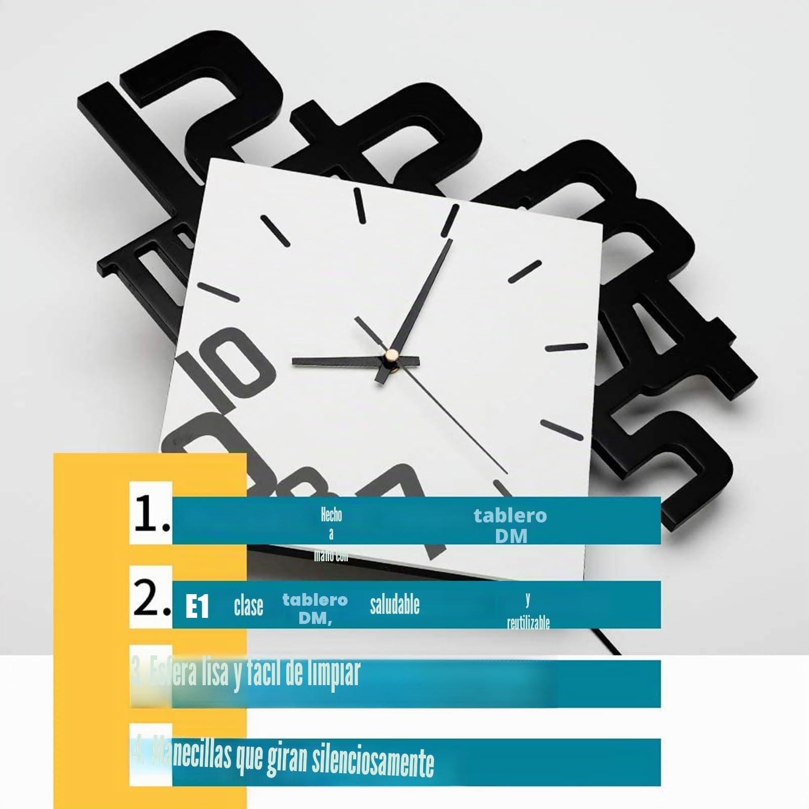 Moderno Decoración Reloj De Pared con El Péndulo Reloj Mudo Estilo nórdico Funciona con Pilas para Habitación Dormitorio Oficina Bar 63x34cm