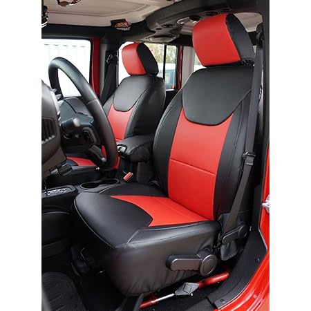 Amazon Com Iggee Artificial Leather Custom Made Original Fit Front And Rear Seat Covers Designed For Jeep Wrangler Jk 4doors 2013 2017 Black Red Automotive