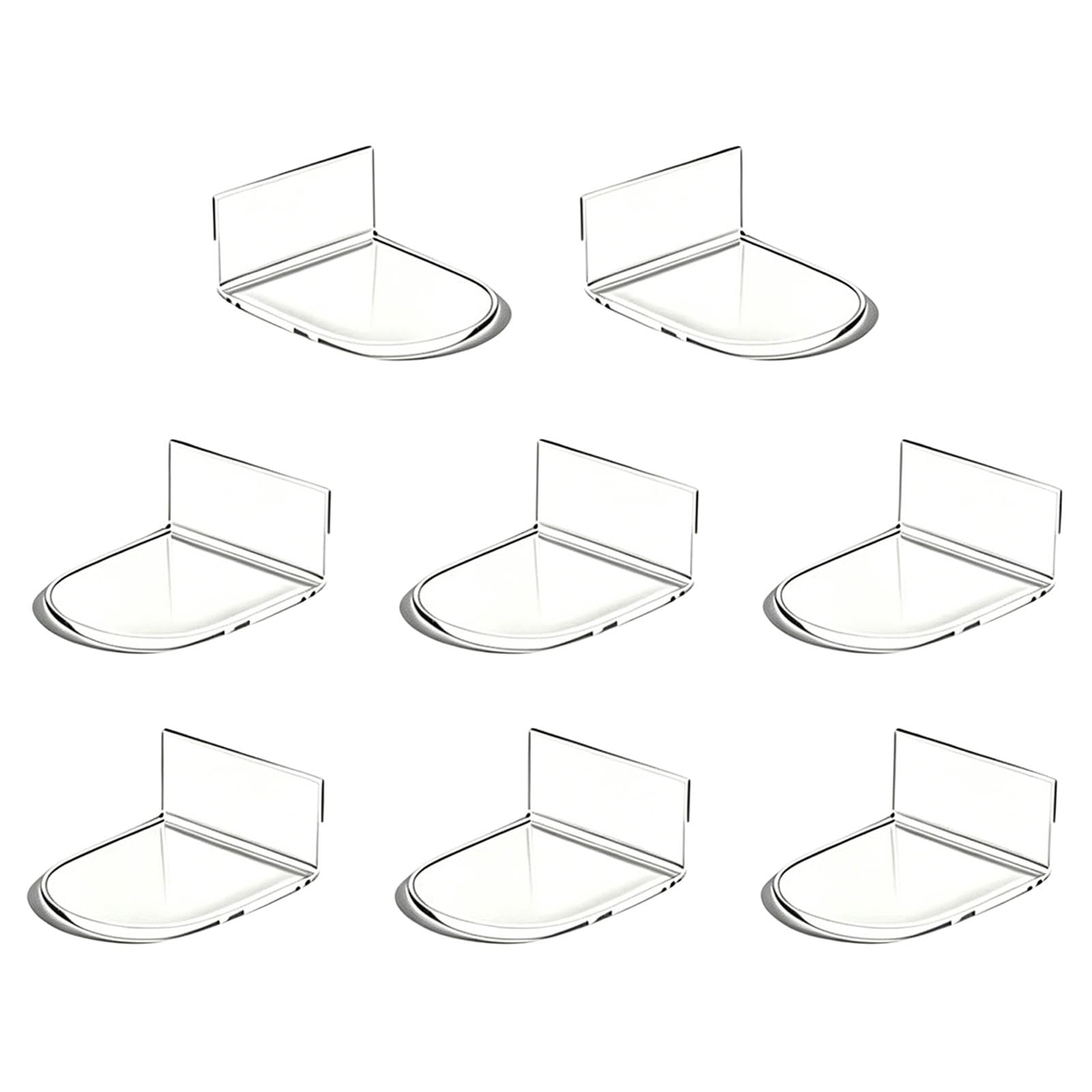 Clear Acrylic Display Shelves for Action Figures, 8 Piece L Shaped Shelf Set for Desk, Wall, and Cabinet Display for Small Collectibles Small Collectible Shelf Clear Acrylic Figure Wall Desk Cabinet