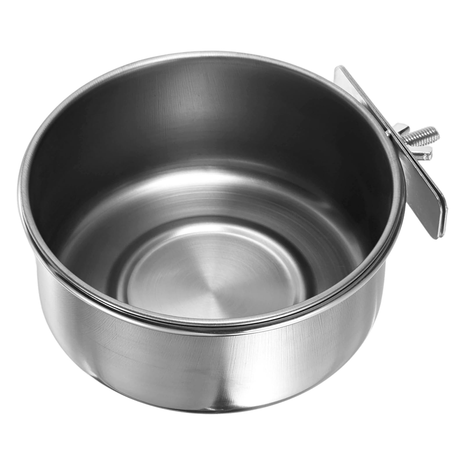 M METERXITY 2-Pack Small Bird Feeding Dish Cups, 4.72 Inch Stainless Steel Parrot Cage Food Water Bowl Cup Dish with Holder for Cockatiel/Budgies/Parrot/Small Animal [Silver]