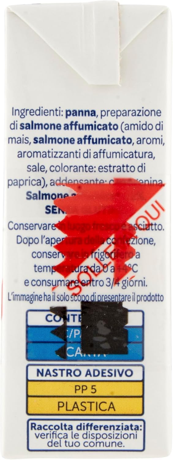 4 x Parmalat Chef Panna al Salmone – Crema con salmón – Crema de cocina ideal para condimentar primeros platos de todo tipo, paquete con 2 x 125 ml + llavero Beni Culinari gratis