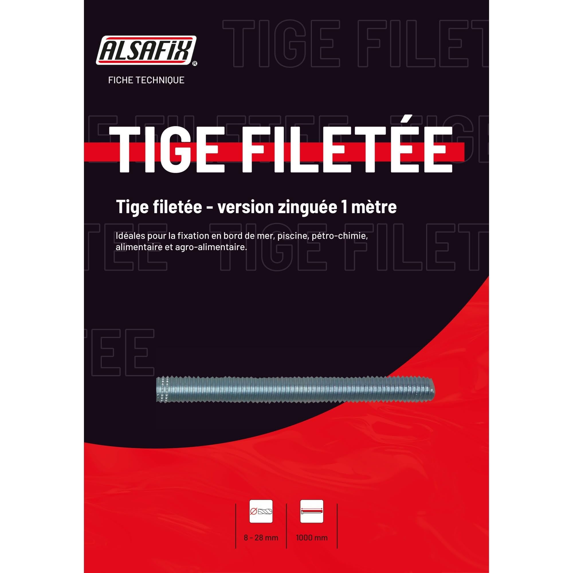 Alsafix - Tige filetée zinguée M24 x Lt. 1000 mm - TF2410006 - Alsafix