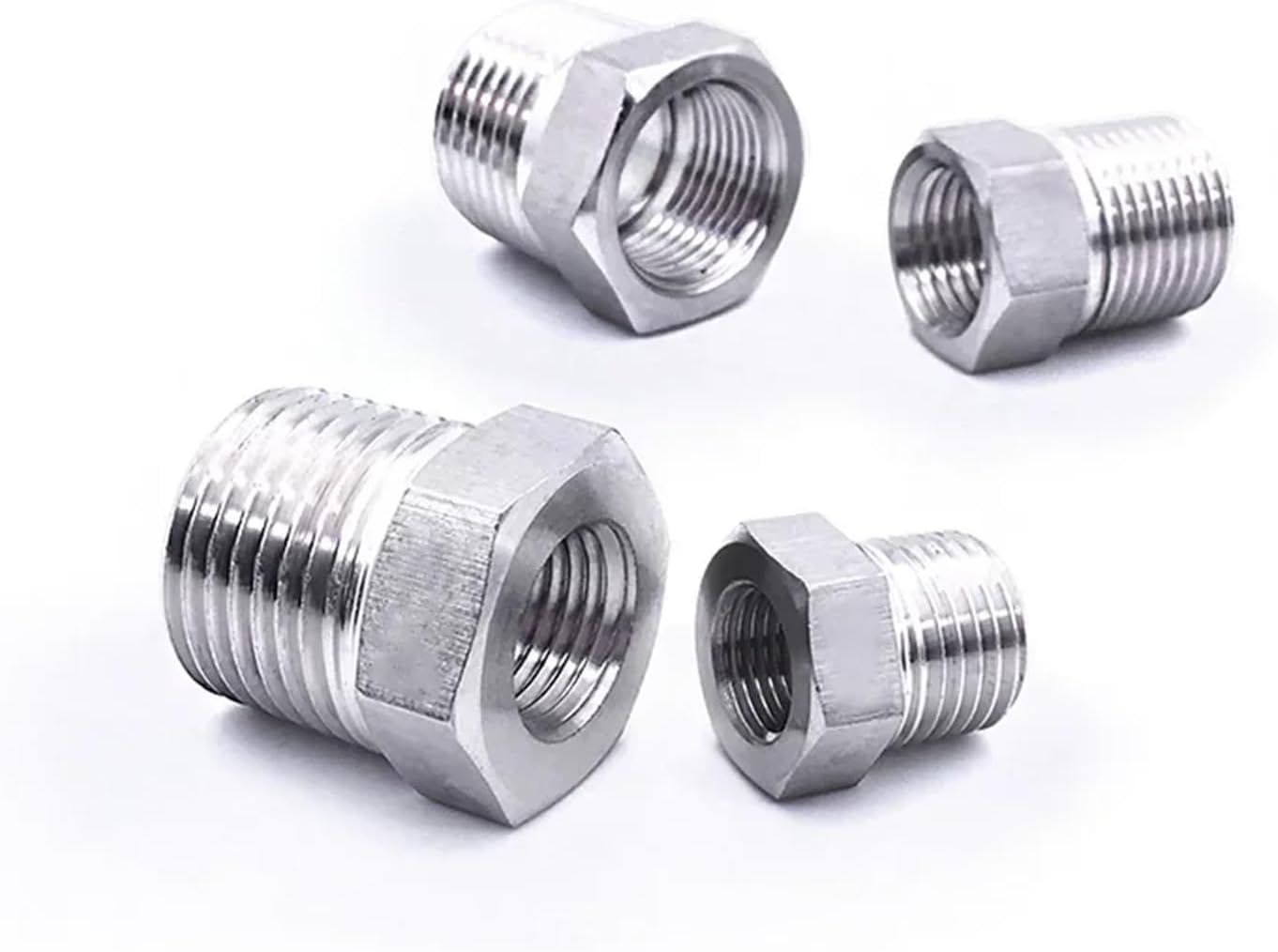 High Pressure 1/8" 1/4" 3/8" 1/2" 3/4" 1" BSPT NPT Male Female Reudcer Bushing 304 Stainless Pipe Fitting Connector Water Propane(1l8 To 1l2 Inch,304_BSP)