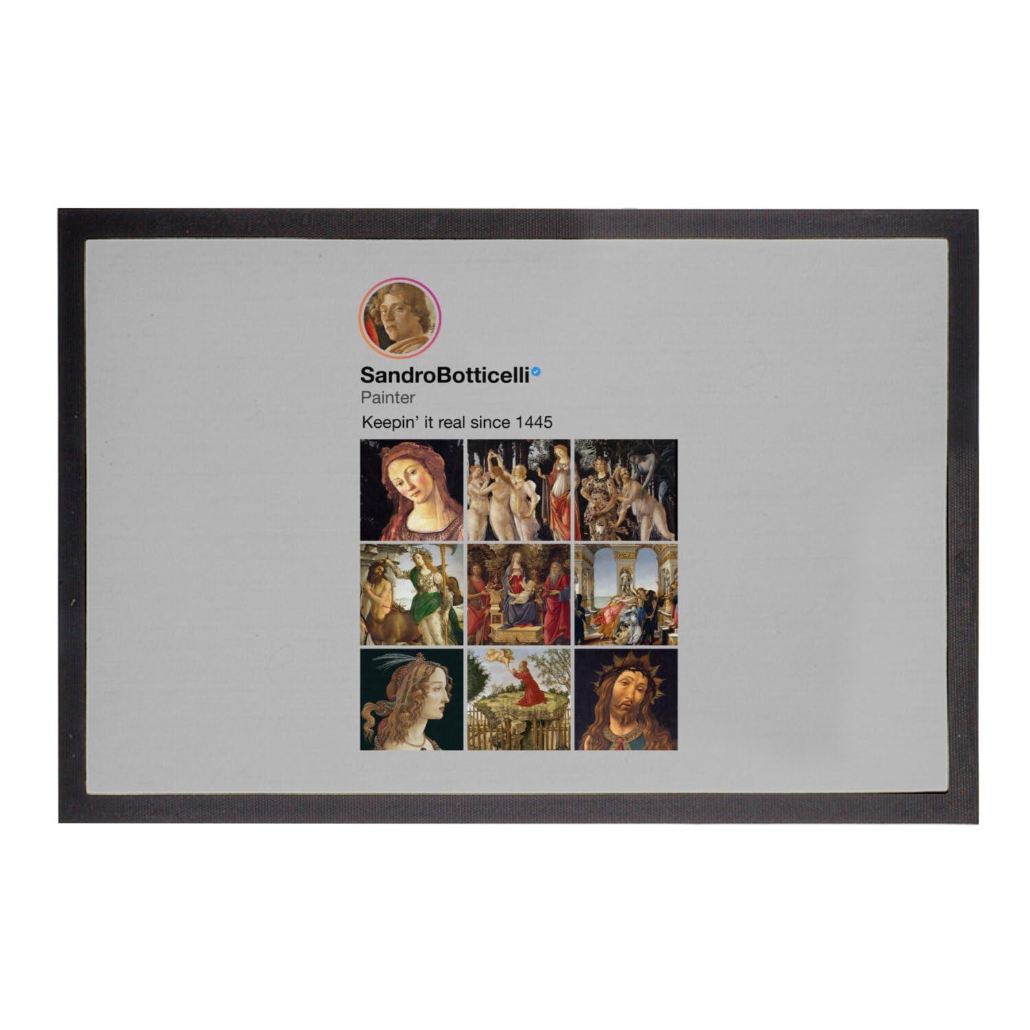 Paillasson gris cadeau créatif Botticelli 75x50cm pour crémaillère et amateur d'art