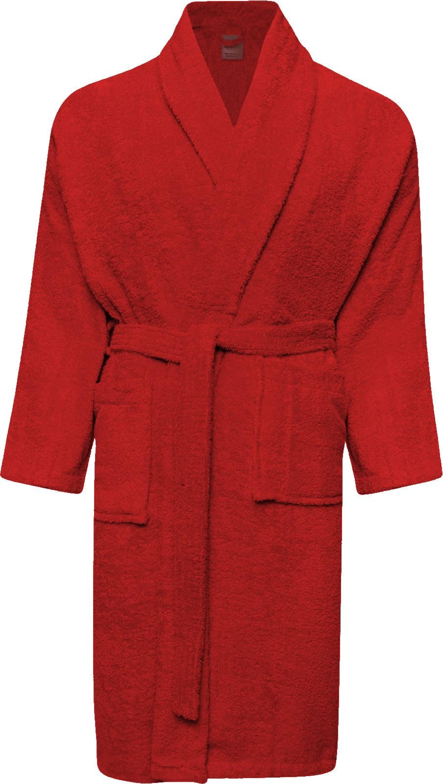 Adore Home 100% Cotton Terry Towelling Shawl Collar Bathrobe -XX-Large,Red