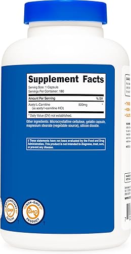 Miniatura 4 de Nutricost Acetil L-carnitina 500 mg 180 cápsulas - Sin OMG y sin gluten