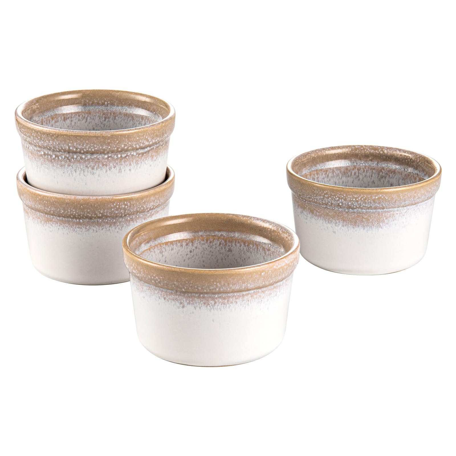 Set of 4 soufflé ramekins, 10oz crème brûlée ramekins, small porcelain baking dishes, mini baking dishes for delicious stews, ragout and puddings, off-white — image 1