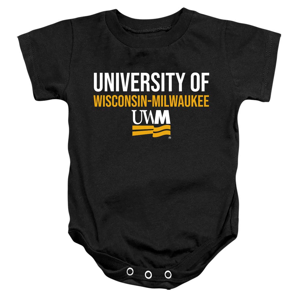 University of Wisconsin-Milwaukee Official Stacked Unisex Infant Snap Suit for Baby,Black, 18 Months