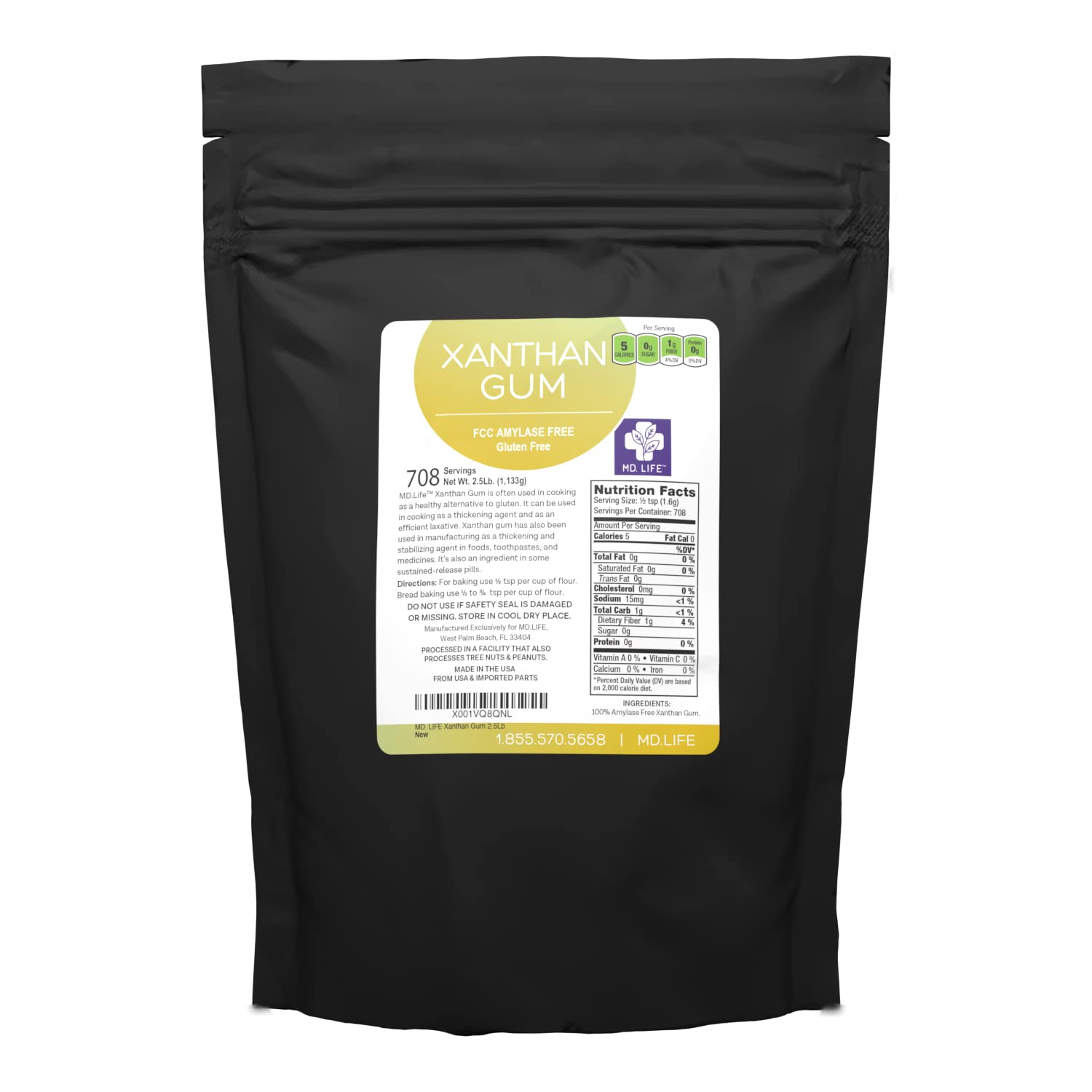 MD. Life Xanthan Gum Powder 2.5 LB 100 Natural Xanthan Gum Keto