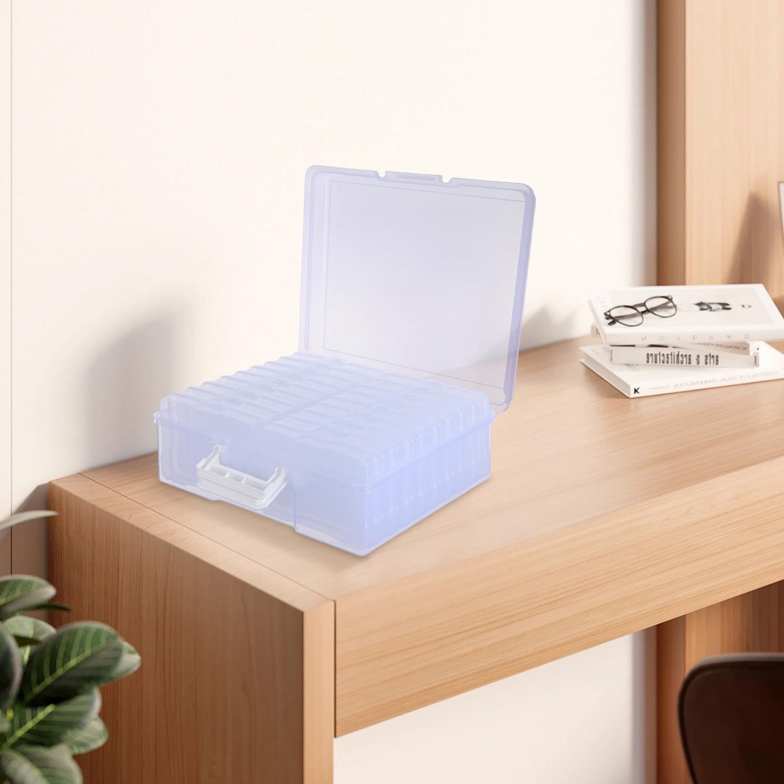 GALPADA Aufbewahrungsbox für Bilder aus Kunststoff mit 18 Innentaschen und Griff Leichte Tragbare Fotoaufbewahrungsbox im Modernen Design für Büro und Zuhause