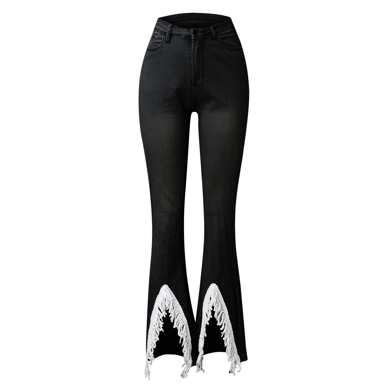 WFEI Jeans da Donna Jeans Bull High Vita Slim Band Micro Streetwear Flare Pants Hole Jeans Pantaloni Denim Pantaloni Denim
