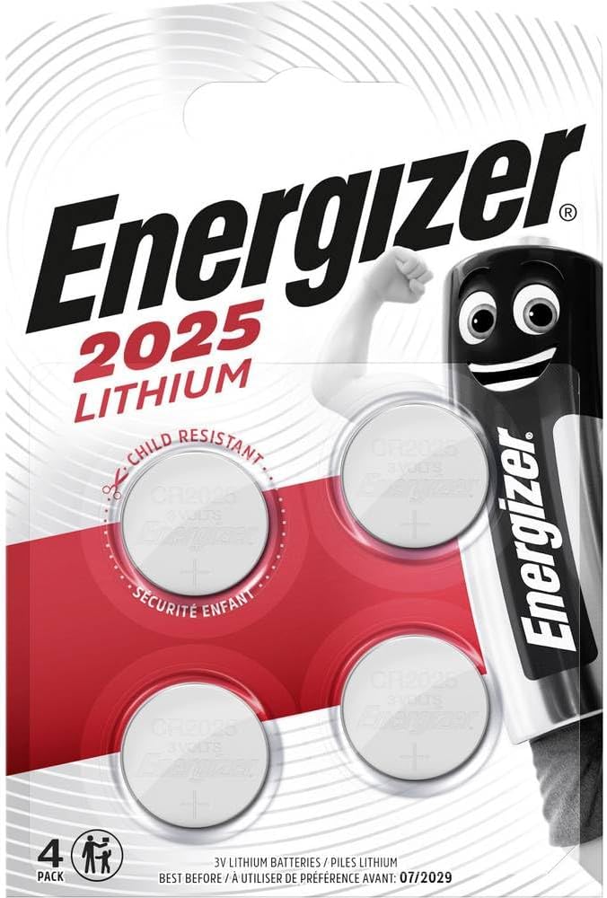CR2025 Lithium Coin Batteries, Pack of 4