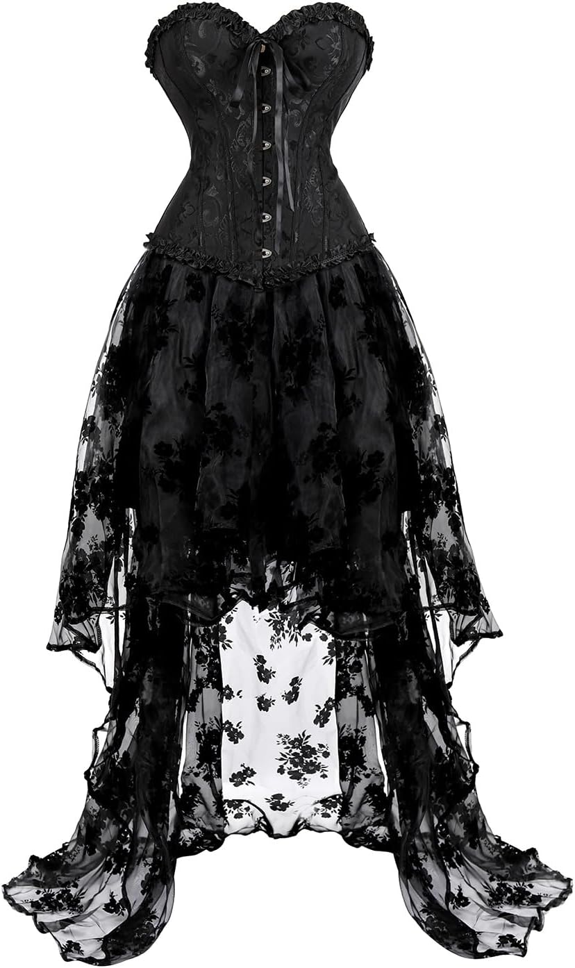 Corset dress for women bustier Overbust and skirt tutu gothic lace plus size