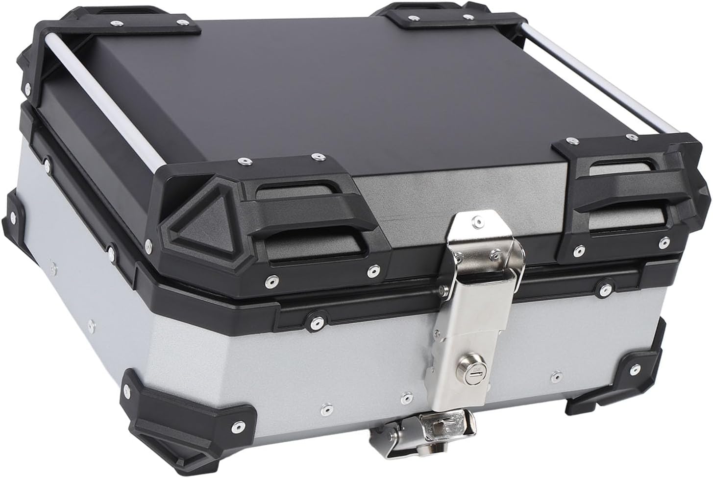 Asixxsix Top Box, 25L Aluminum Tail Case Rustproof with Security Lock and Arrow Storage Case Installation for Scooter Universal Fit (Silver)