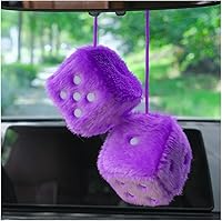 Vista 8 de Par de dados cuadrados retro de felpa mullidos de 3 pulgadas con puntos, adorno para espejo retrovisor automático, dijes colgantes para parejas, Azul