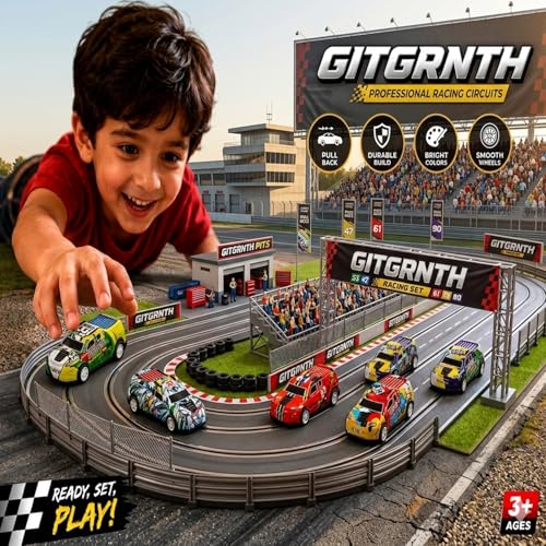 Image of GITGRNTH 5-Piece Pull Back Die-Cast Car Set for Kids | Metal Racing Toy Cars with Pull Back Action | Mini Sports Car Collection | Educational Vehicle Toys for Boys & Girls Age 3+