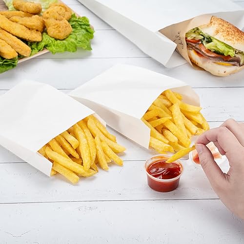 Miniatura 5 de Restaurantware Bag Tek - Bolsas de papel de 4.3 x 1.5 x 6.3 pulgadas para aperitivos, 100 bolsas desechables para papas fritas, a prueba de grasa