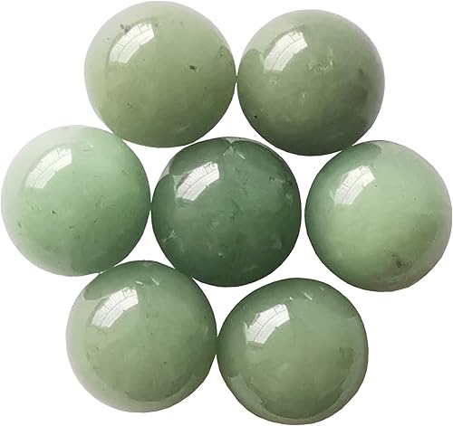 7 bolas de esfera de cristal de aventurina verde natural, 0.78 pulgadas, Feng Shui Chakra Aura decoración de escritorio para el hogar, colección