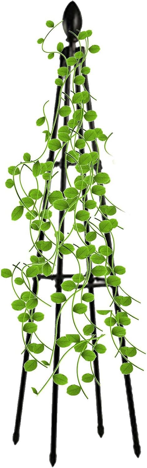 Lot de 2 treillis obélisque de jardin pour plantes grimpantes, support en métal recouvert de