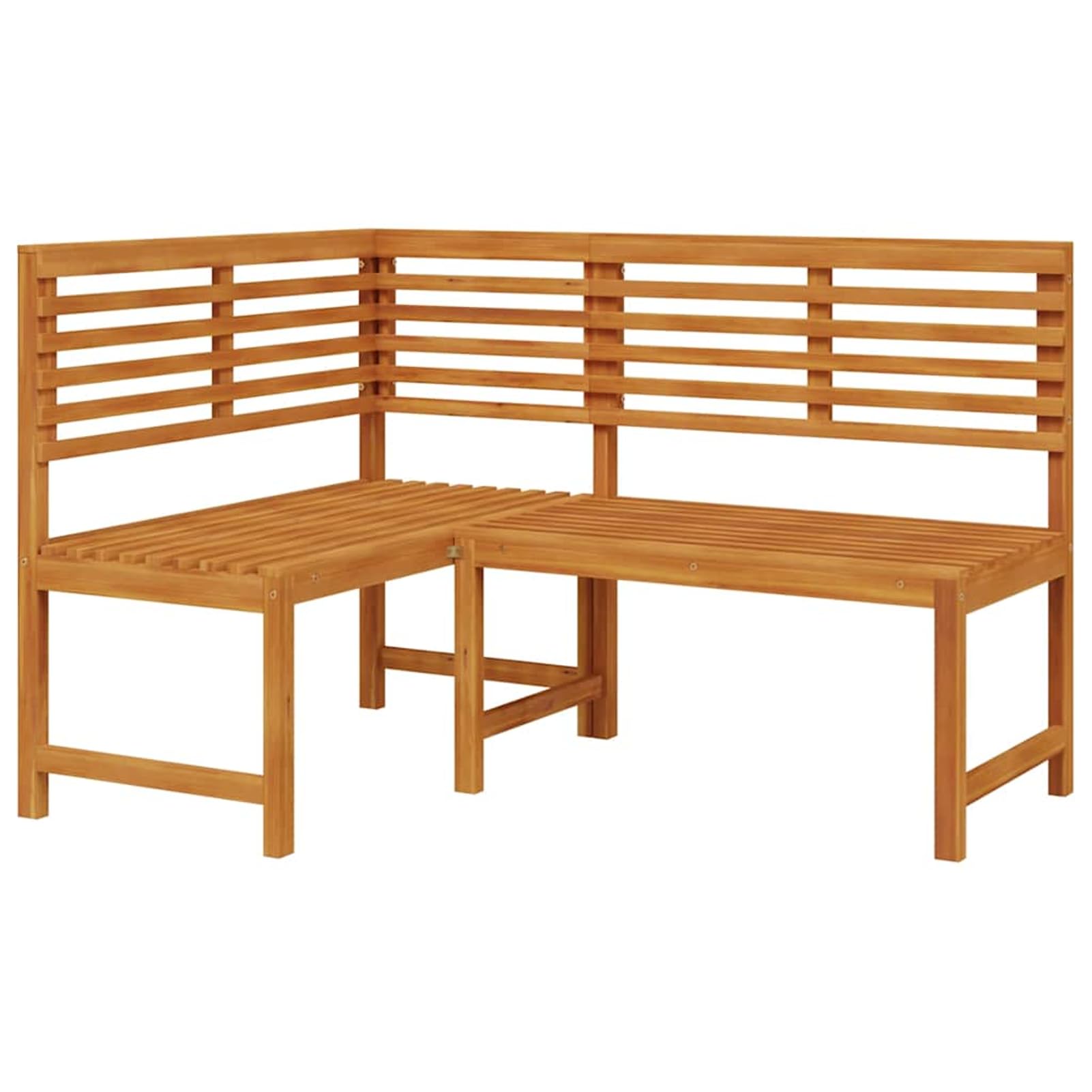Banco esquinero de jardín de 140 cm de madera maciza de acacia