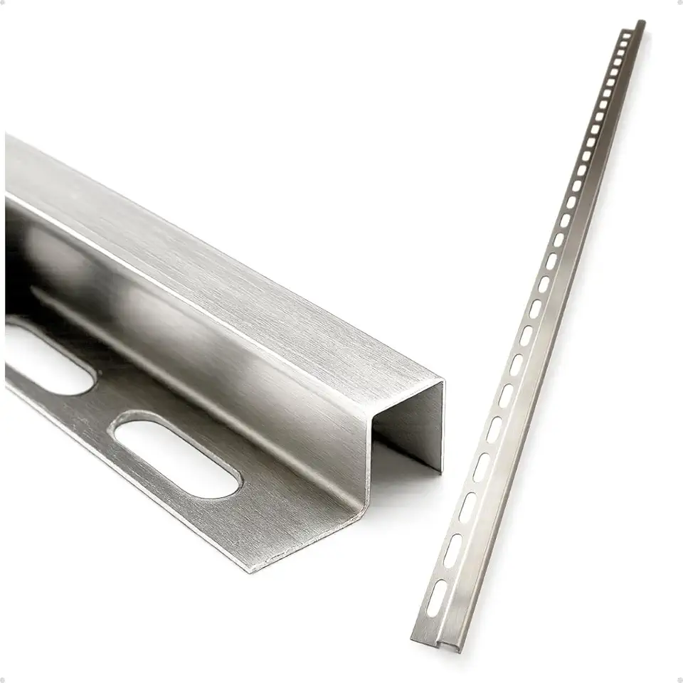 Perfil Soleira Inox 304 Escovado 1 m – Transição de Piso, Acabamento de Piso e Parede, Filete Metálico Durável Anti-Corrosão para Construção e Reforma