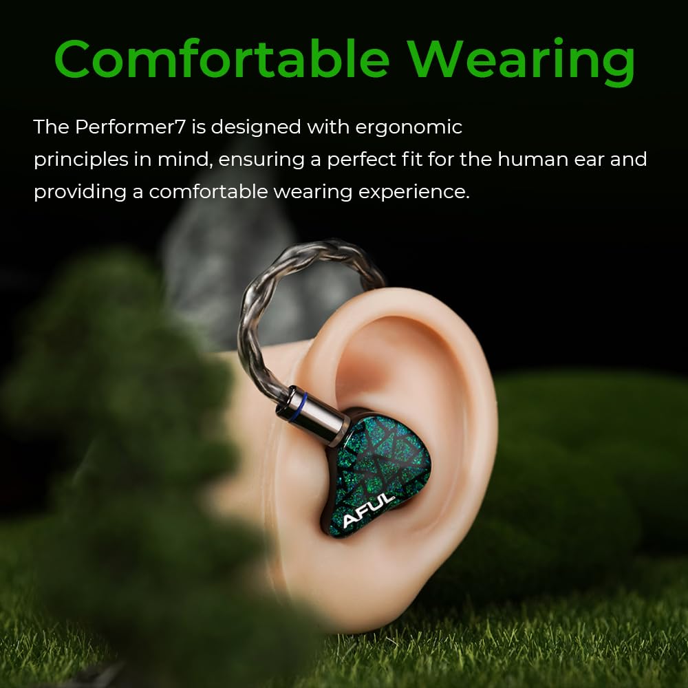 HiFiGo AFUL Performer 5+2/7 IEM Monitor In-Ear, 3.5mm | 1 Micro Planar + 2DD + 4BA, Estructura de tubo acústico impreso en 3D, Cable desmontable, Para música HiFi