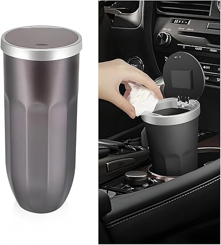 Miniatura 7 de Cubo de basura para automóvil con tapa, mini contenedor de basura para automóvil, a prueba de fugas e impermeable, cesta de basura multiusos para