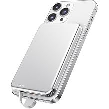 for MagSafe Portable Charger, 0.3" Ultra Slim 5000mAh Magnetic Power Bank, 25W PD Fast Charging Battery Pack with Built-in Cable, Travel Battery Bank for for iPhone 16/15/14/13/12, White