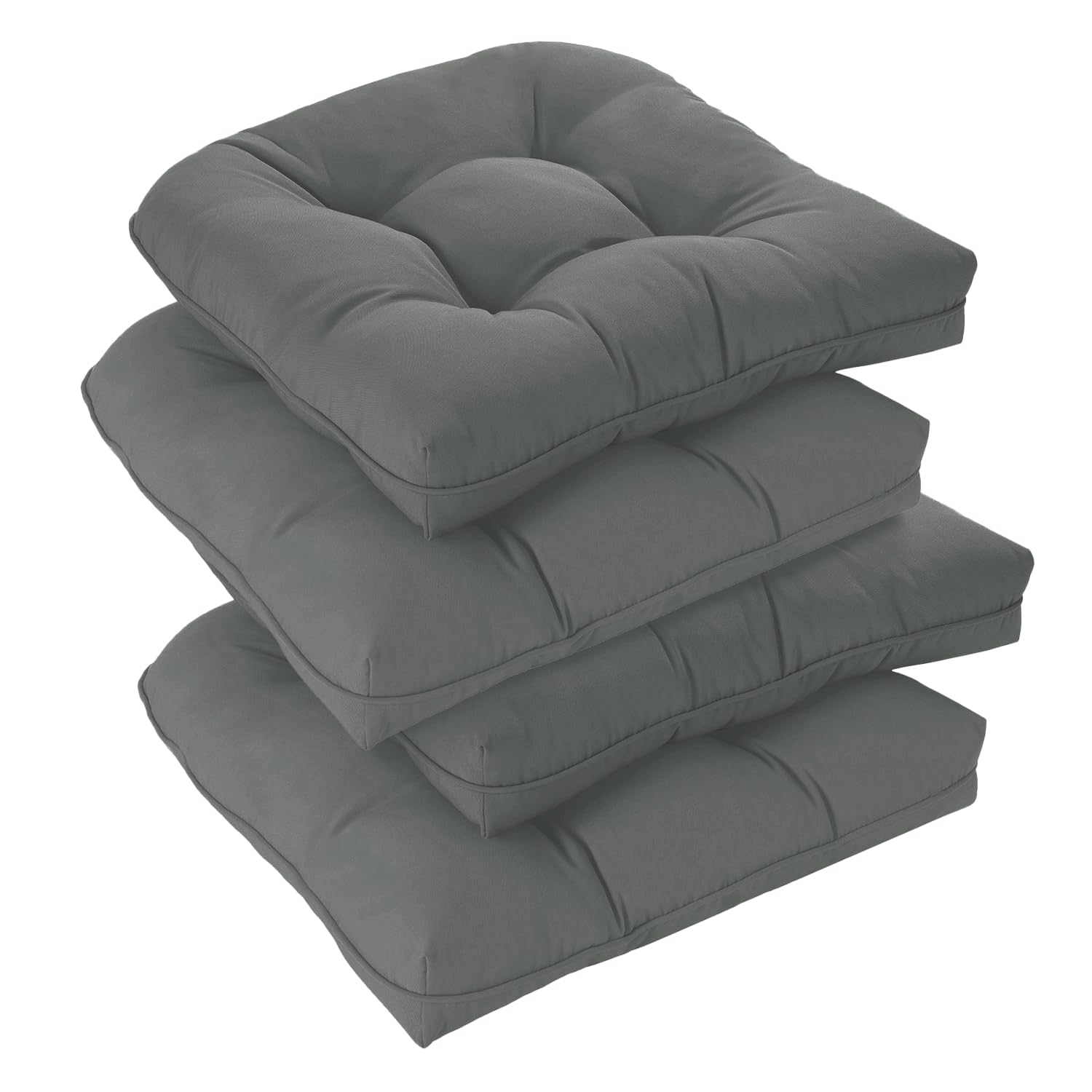 Photo 1 of downluxe Outdoor Chair Cushions Set of 4 for Patio Furniture, Water Resistant Tufted Overstuffed Patio Furniture Cushions, Thick Outdoor Seat Cushion, 19" X 19" X 5", Dark Grey