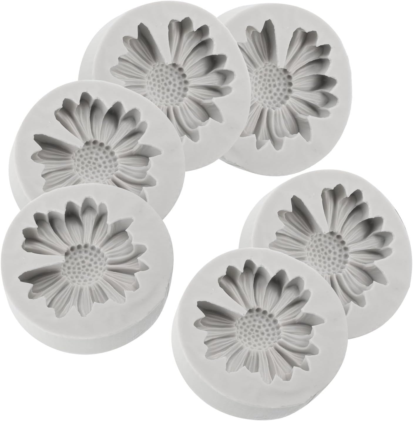 SOLUSTRE 6pcs Silicone Daisy Flower Mold for Candle Making and Chocolate Crafting, Sturdy and Preserving Fine Details, Flower Shaped Silicone Mold for DIY Resin and Cake Decoration