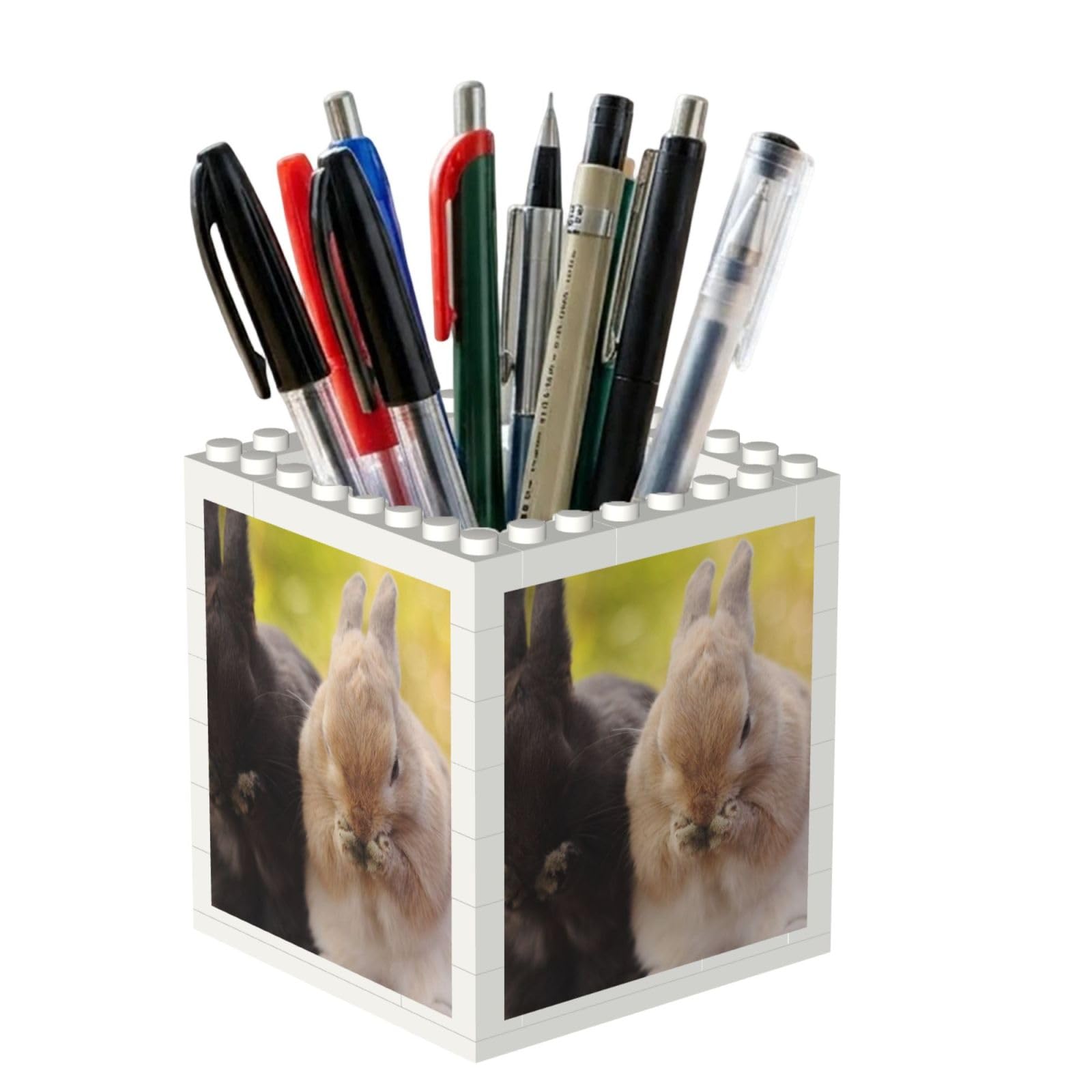 Poadnly Rabbit Fluffy, Pen Pot Pencil Holder for Office Home School, Compact Desk Organiser for Office Stationery