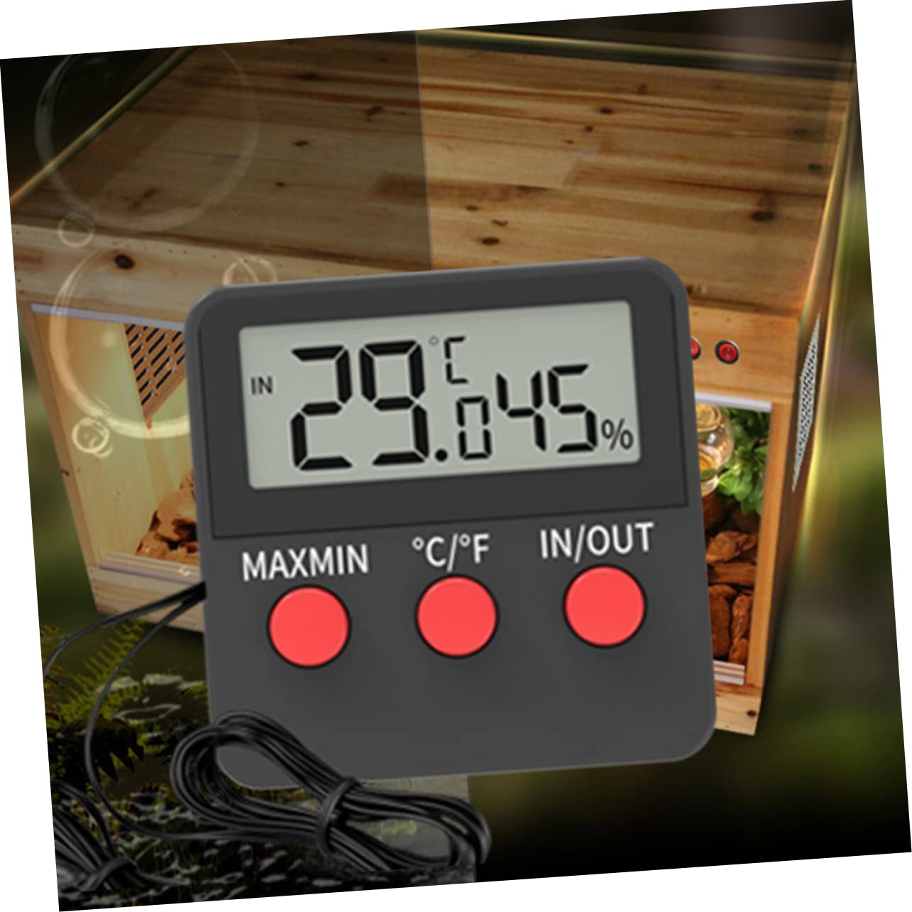 VANZACK 4juegos Digital y Higrometro De Reptiles Medidor De Temperatura y Humedad Para Terrarios y Hueveras Pantalla y Números Claros Sin Baterías