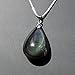 Bella Jade Teardrop Pendant Necklace Made of Rainbow Obsidian Gemstone, w 18