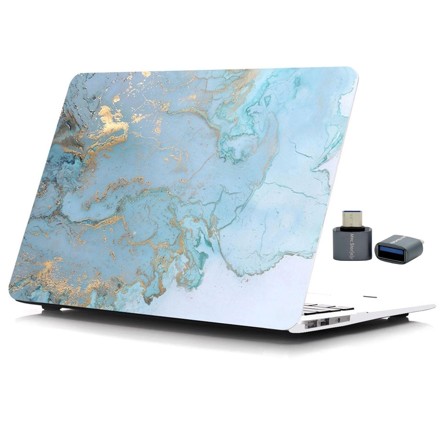 McStorey MacBook Air M1 Kılıfı A2337 Uyumlu 13 İnç MacBook Air Hard Case A2179 A1932 Sert Koruyucu Kapak Mermer Desenli Çizilmeye Karşı Koruma Kılıfı Mavi