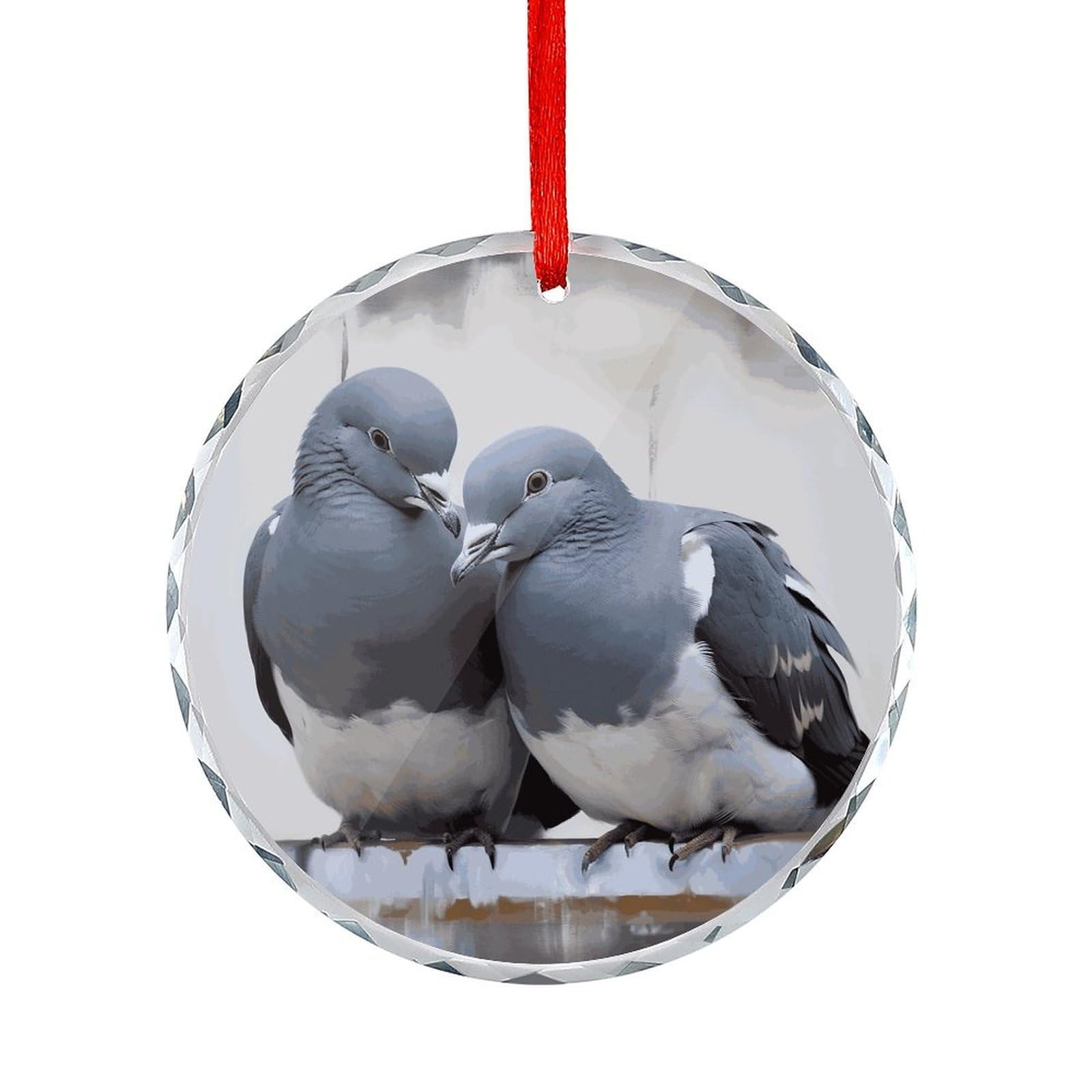 Fodpand Women's Style Doves Round Glass Ornament Keepsake Gift Exchange Ideas Car Decor,Christmas Ornaments For Tree Window Garden Ornaments