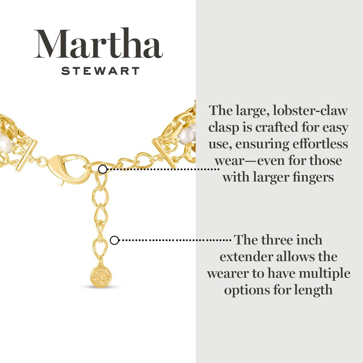 Martha Stewart Three Strand Pearl and Chain Necklace In Gold For Women - Image 4