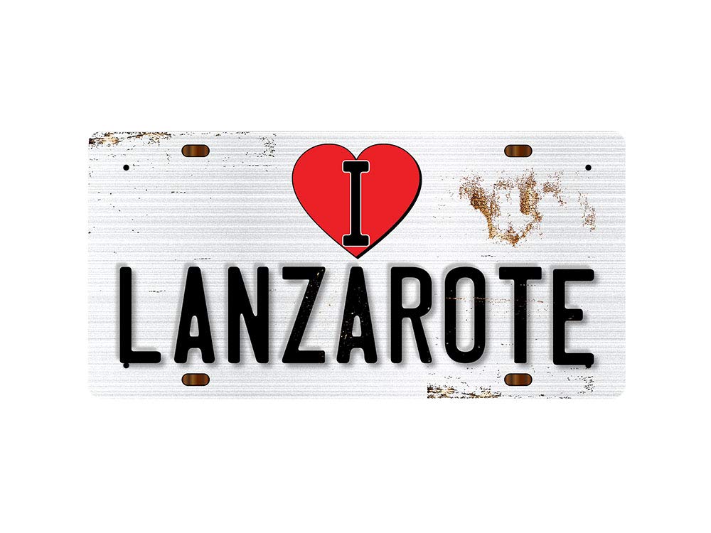 Mcmug White - I Love Lanzarote - Metal Sign, Decorative Sign, 200Mm X 100Mm