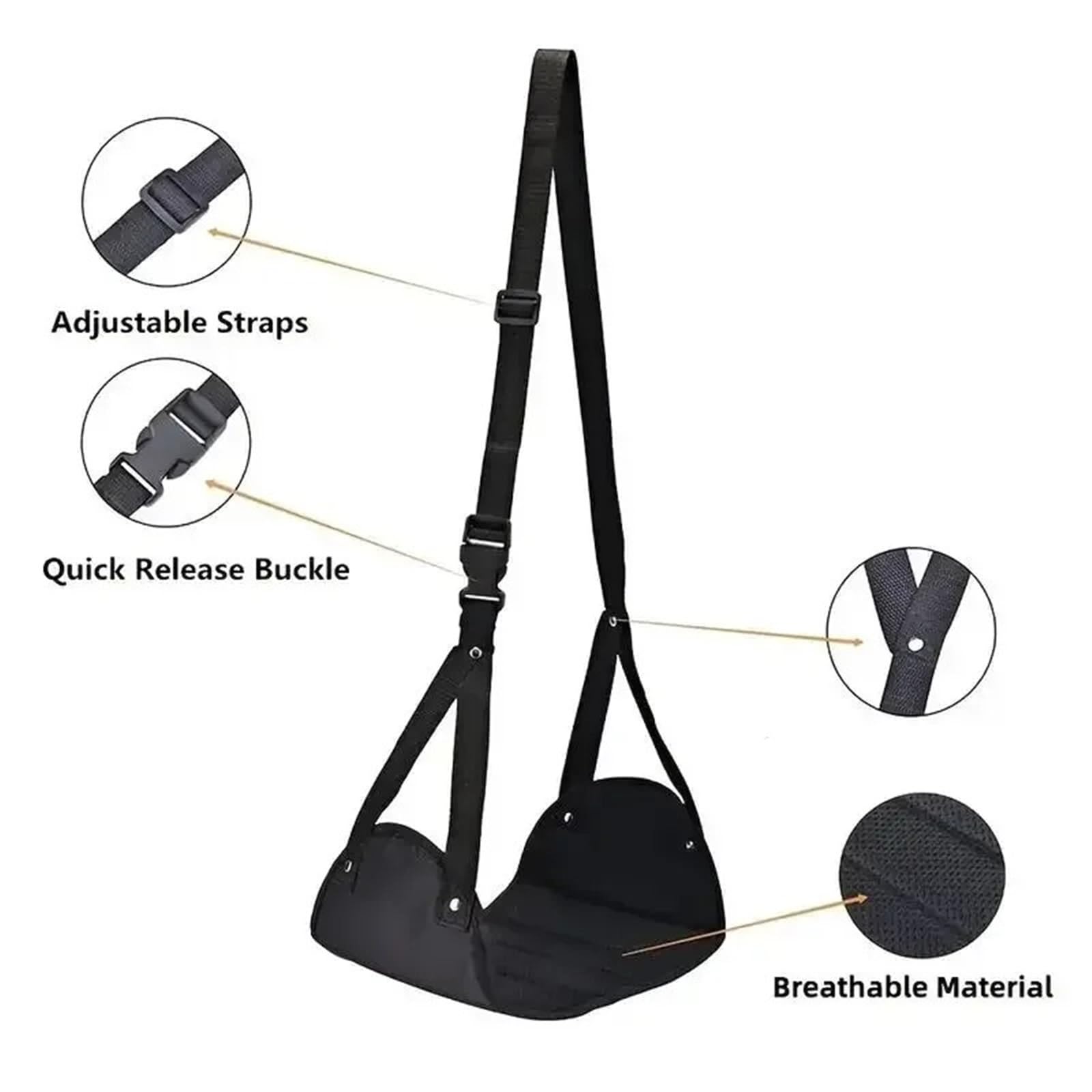 Cómodo reposapiés de avión con correa ajustable, silla hamaca portátil debajo del escritorio, accesorios viaje(Gray)