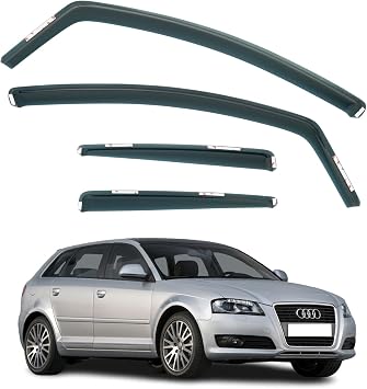 Set Of 4 Wind Deflectors Compatible with AUDI A3 S3 RS3 5-door Hatchback 2004 2005 2006 2007 2008 2009 2010 2011 2012 Models.