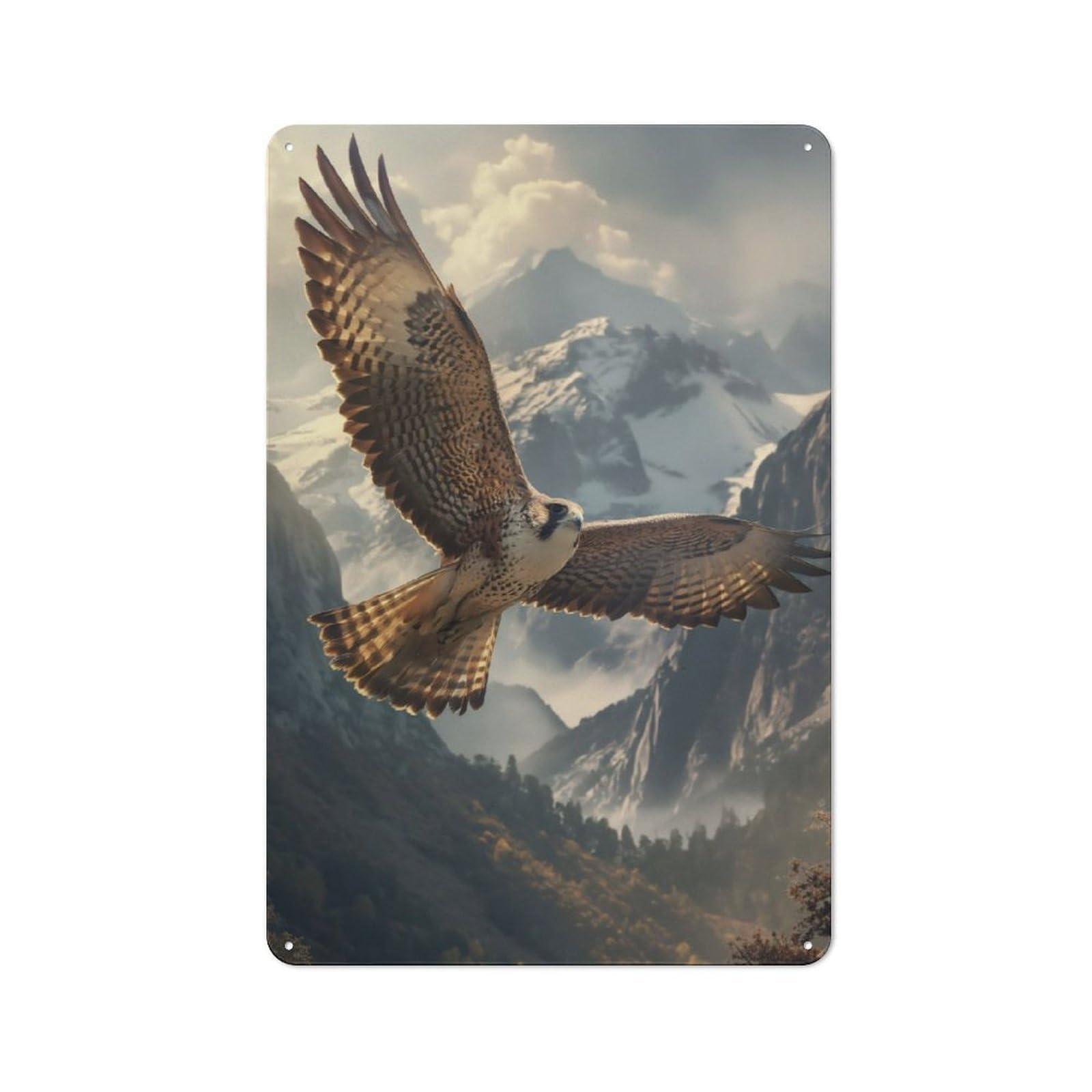 Junmoney Falcon In Flight Metal Plaque 30X20cm With For Hallway Wall, Retro Decor, For Wall Display Collectors