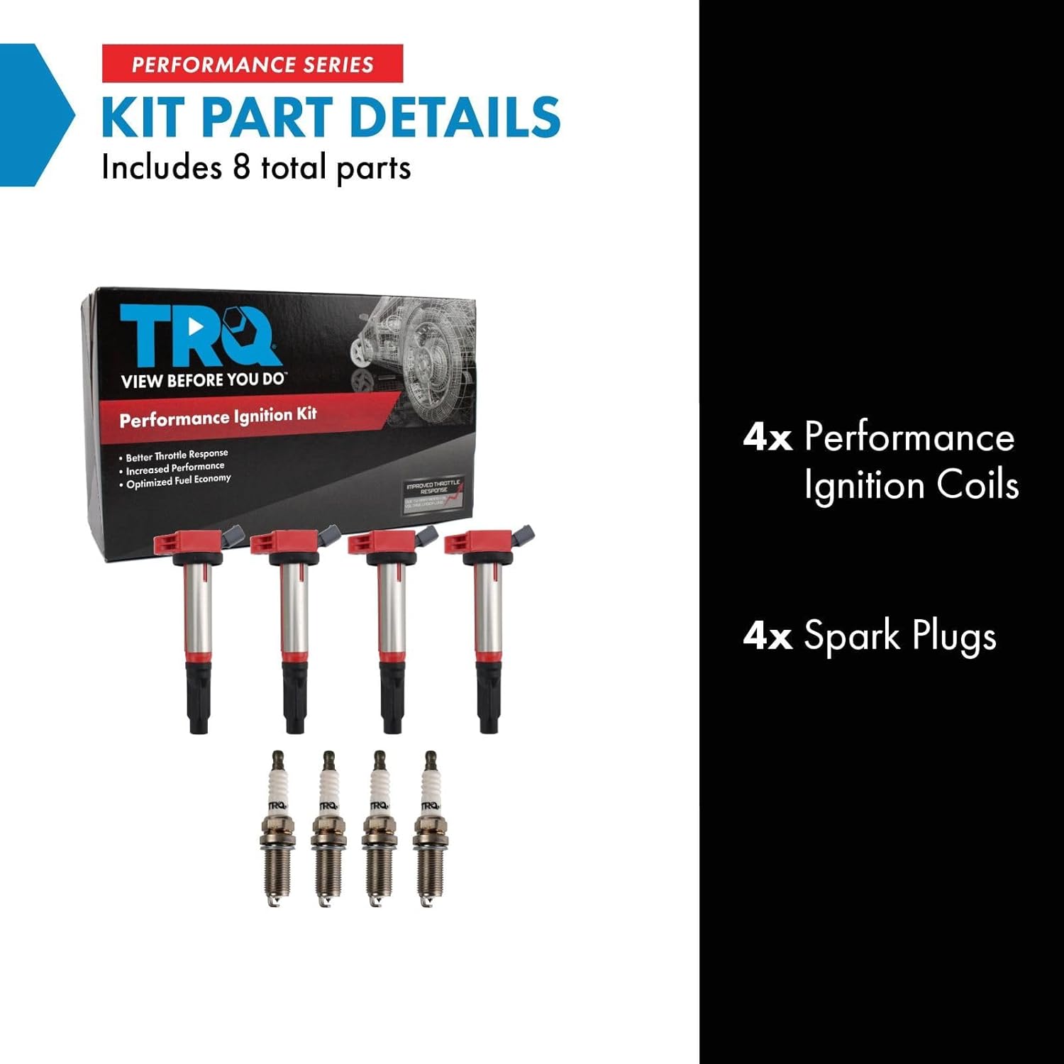 TRQ Ignition Coil and Spark Plug Kit 8 Piece Compatible with 2013-2018 Lexus ES300h 2015-2021 NX300h 2013-2018 Toyota Avalon Camry Highlander RAV4 Sienna Venza
