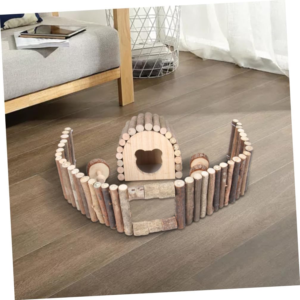 Beavorty Wooden Pet Toy Set Garden Fence for Animals Interactive Chewing and Playing Toys for Hamsters Guinea Pigs and Chinchillas