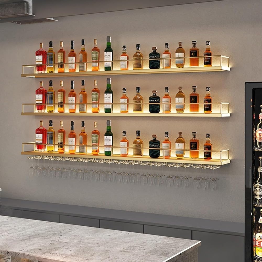 Hrzisda 壁掛けアイアンワインラック,酒ラック,ボトルスタンド,酒 棚壁掛け式,収納ケース おしゃれ,酒 ラック,水筒収納ラッ